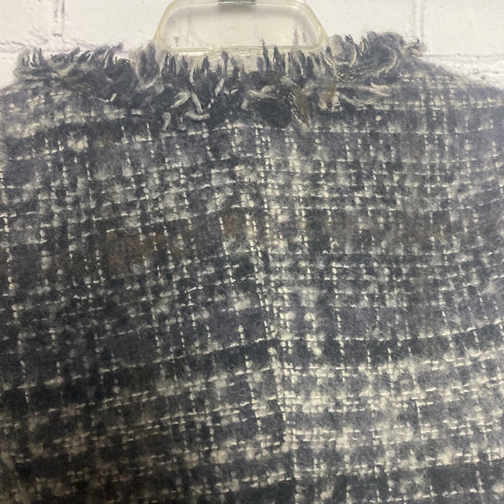 Joe Fresh wool & tweed silver detail accent with fringe trim on collar & wrist - Picture 6 of 10